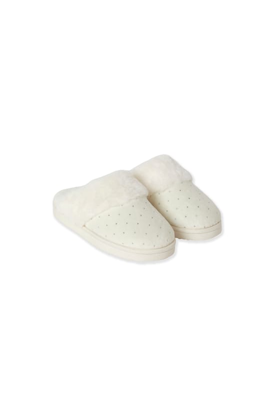 Chaussons mules avec strass;${refinementColor}