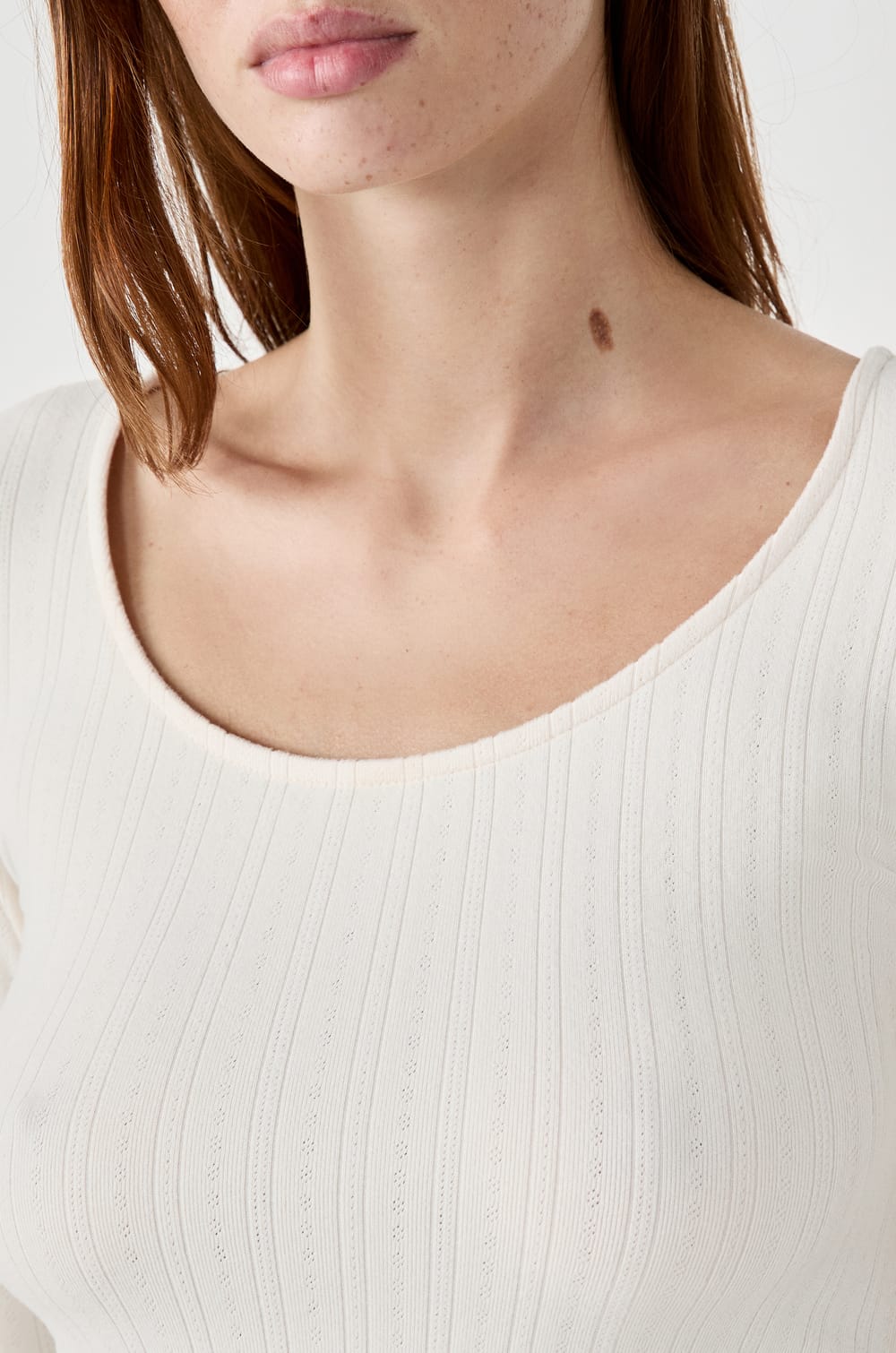 T-shirt de pyjama manches longues en pointelle;${refinementColor}