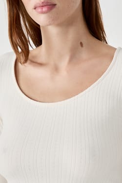 T-shirt de pyjama manches longues en pointelle;${refinementColor}