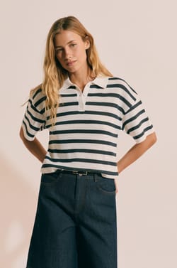 T-shirt manches courtes &agrave; rayures;${refinementColor}