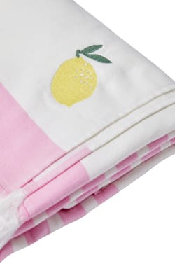 Fouta en coton &agrave; rayures &agrave; motif citron;${refinementColor}