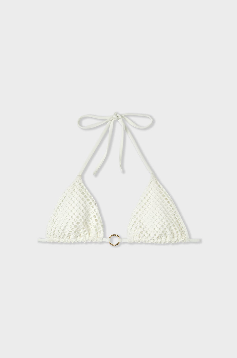Triangle bikini top with ring detail;${refinementColor}