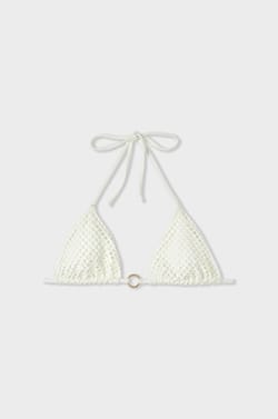 Triangle bikini top with ring detail;${refinementColor}