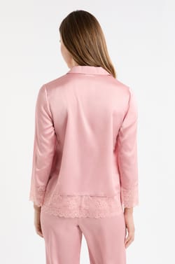 Chemise de pyjama satin&eacute;e avec d&eacute;tails dentelle;${refinementColor}