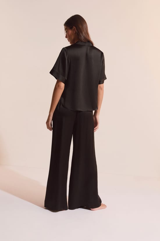 Chemise de pyjama manches courtes en soie;${refinementColor}