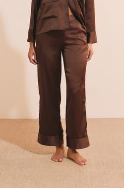 Pantalon de pyjama satin&eacute; &agrave; motifs;${refinementColor}