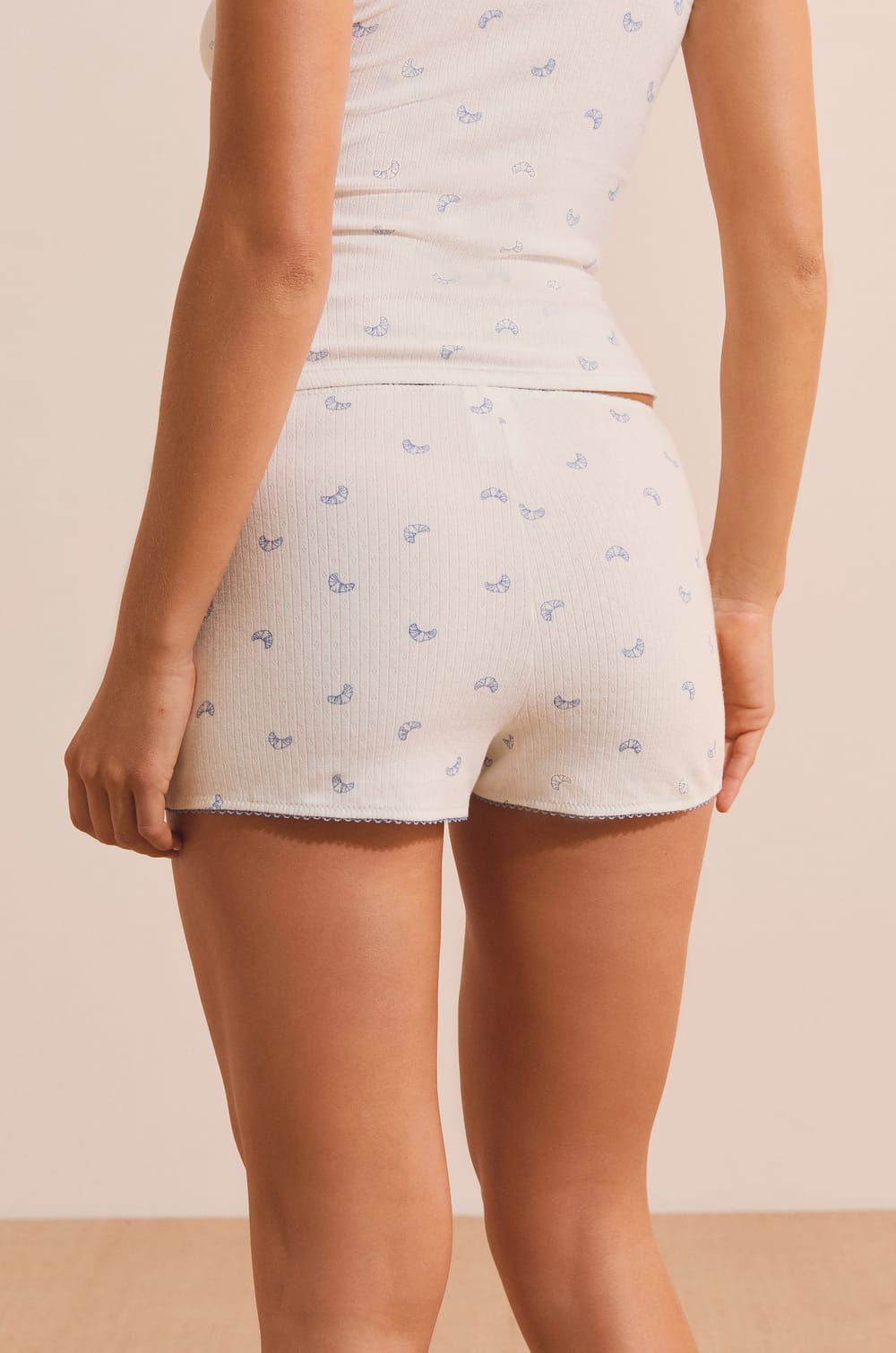 Short de pyjama en coton &agrave; motifs croissants;${refinementColor}