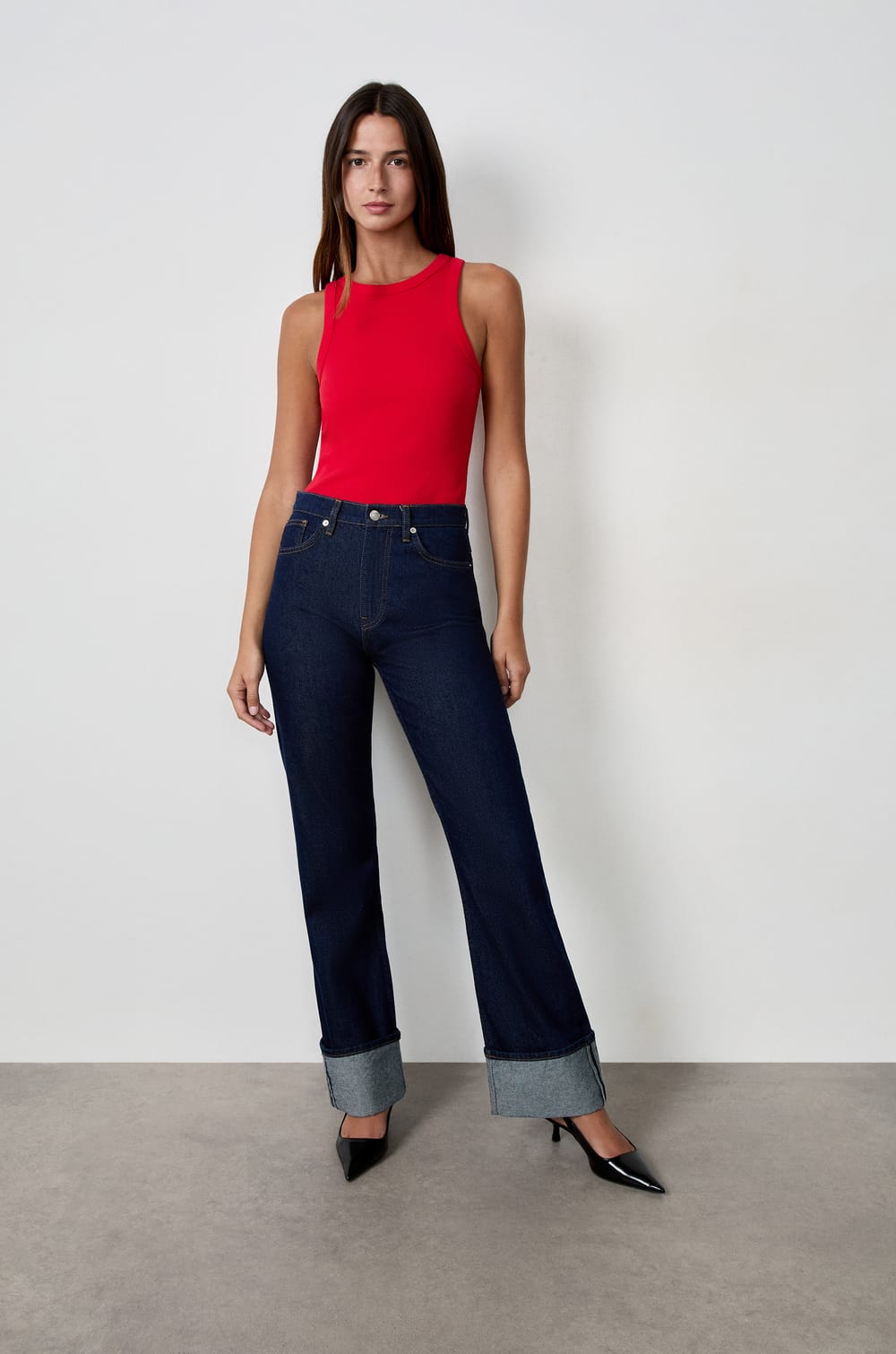 Débardeur côtelé en coton;${refinementColor}