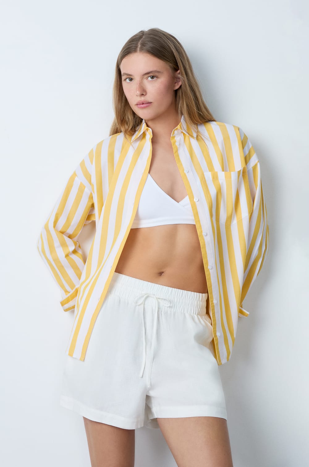 Chemise en coton à rayures;${refinementColor}