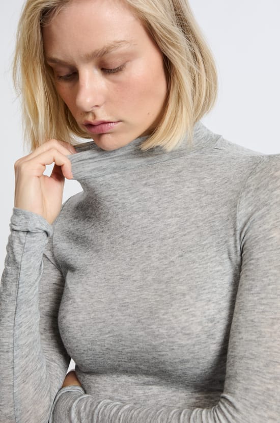 T-shirt manches longues col montant avec laine;${refinementColor}