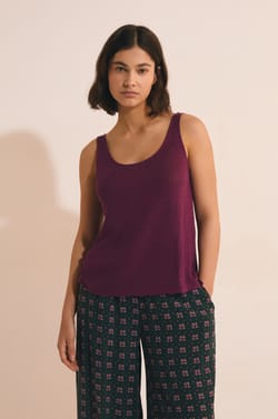 Top de pijama de lino;${refinementColor}