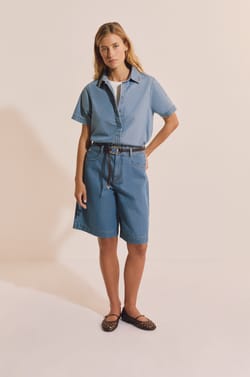 Chemise manches courtes en coton;${refinementColor}