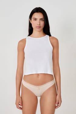 V-shape Tanga in Microfibre and Lace;${refinementColor}