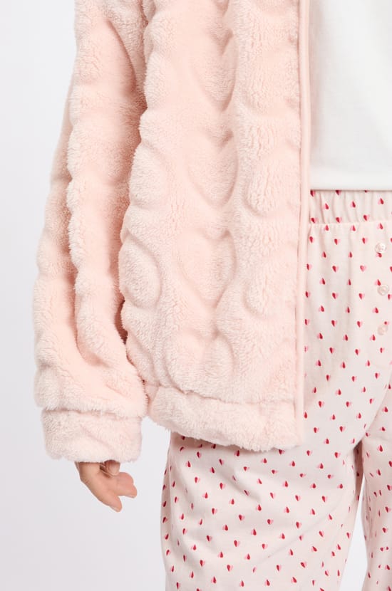 3-Piece Pyjama Set with Heart Print in Cotton;${refinementColor}