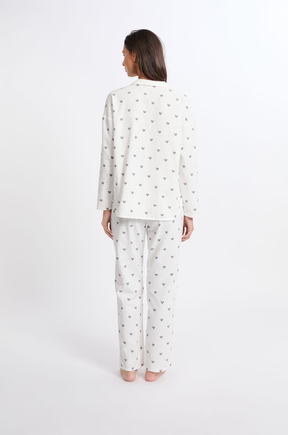 Ensemble de pyjama 2 pi&egrave;ces &agrave; motif coeur en coton flanelle;${refinementColor}