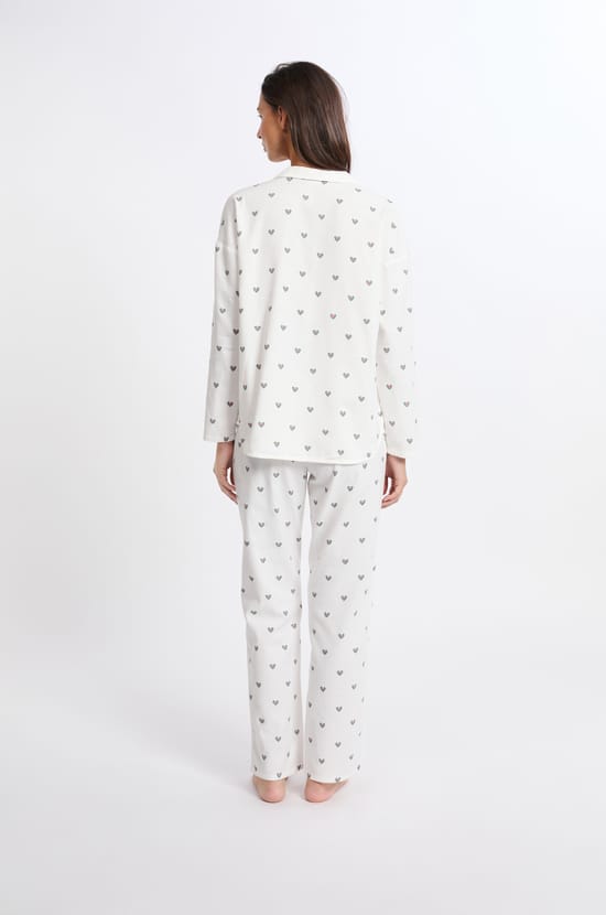 2-Piece Pyjama Set with Heart Motifs in Cotton;${refinementColor}
