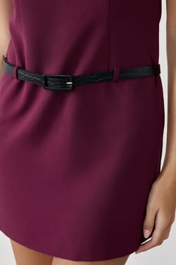 Short dress with belt;${refinementColor}