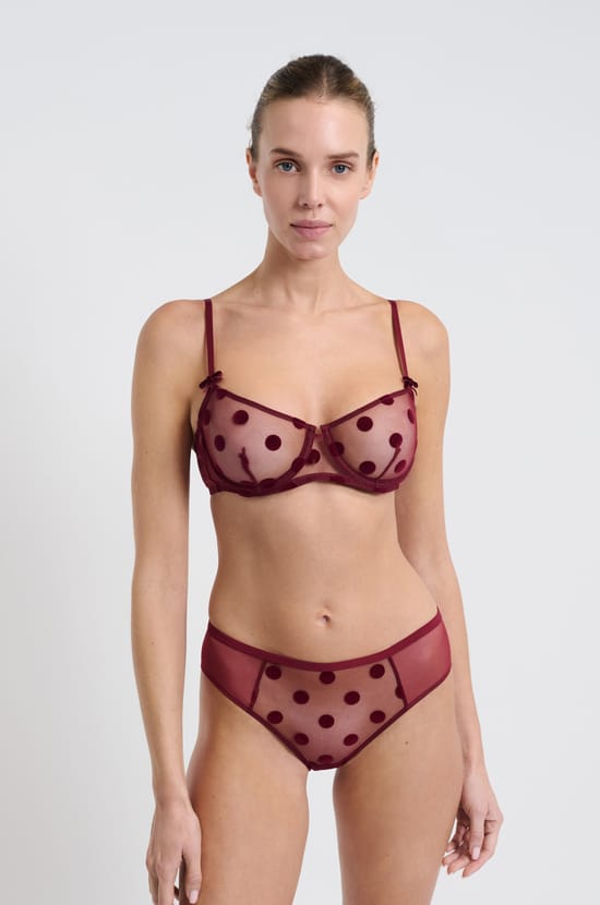 Bra No.9 - Balconette in flocked tulle;${refinementColor}