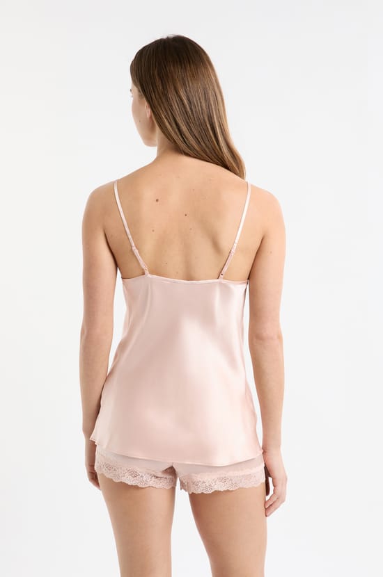 Silk Camisole with Lace Details;${refinementColor}