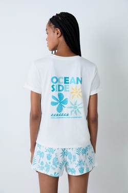 T-shirt de pyjama manches courtes en coton Ocean side;${refinementColor}