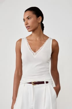 Tank Top with Cashmere in Thermal Knit;${refinementColor}