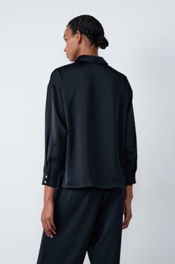 Long-Sleeved Satin Pyjama Shirt;${refinementColor}