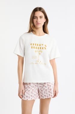 T-shirt de pyjama en coton avec illustration “mocktail”;${refinementColor}
