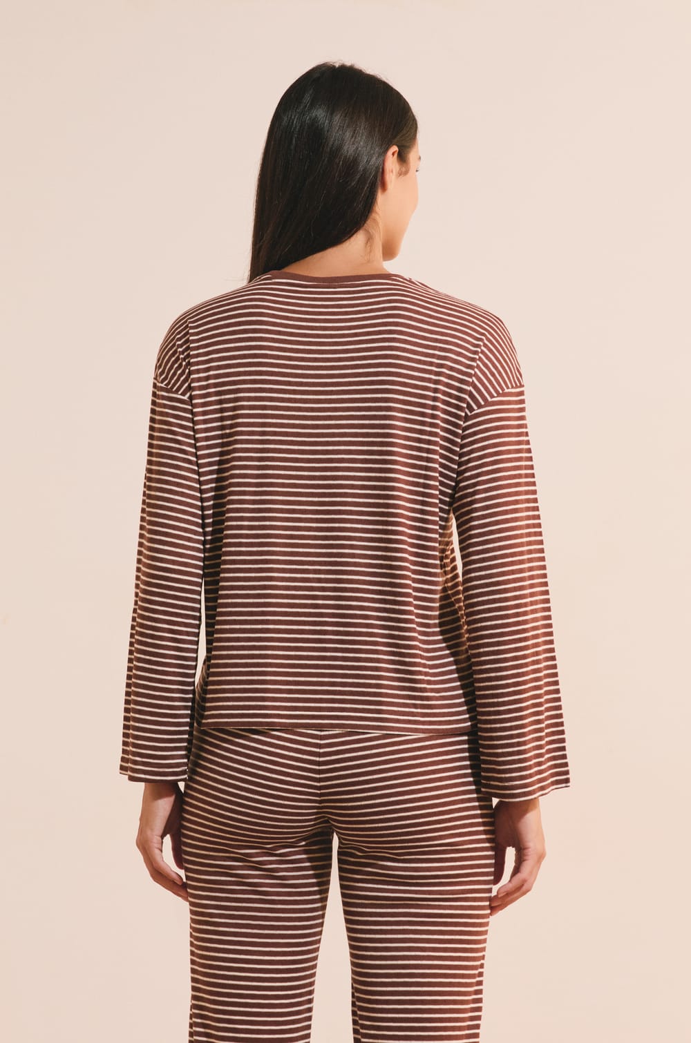 Sweatshirt de pyjama &agrave; rayures;${refinementColor}