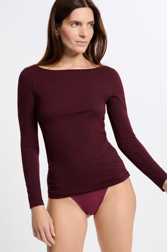 Boat-Neck Thermal T-Shirt;${refinementColor}