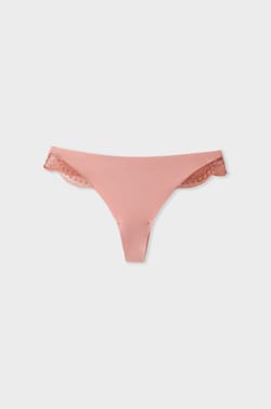 Microfibre and Lace Thong;${refinementColor}