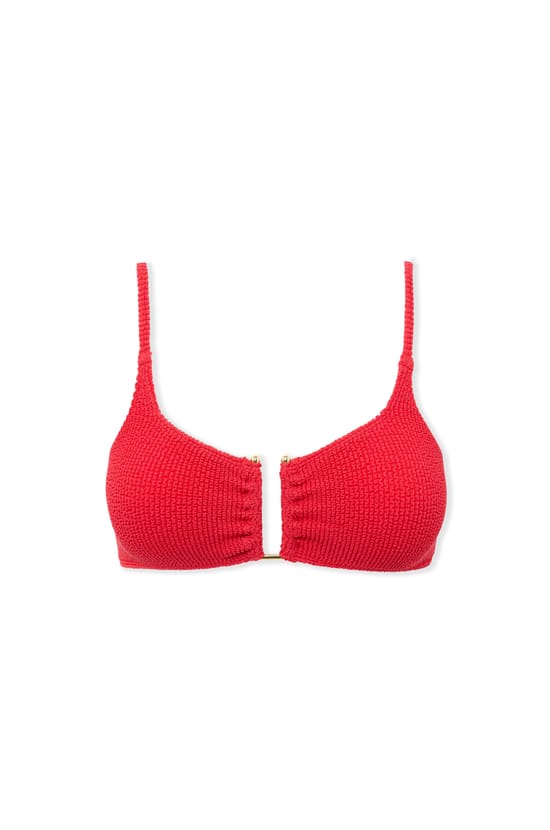 Bikini Top Stretchy Bralette with Metal Jewellery Detail;${refinementColor}