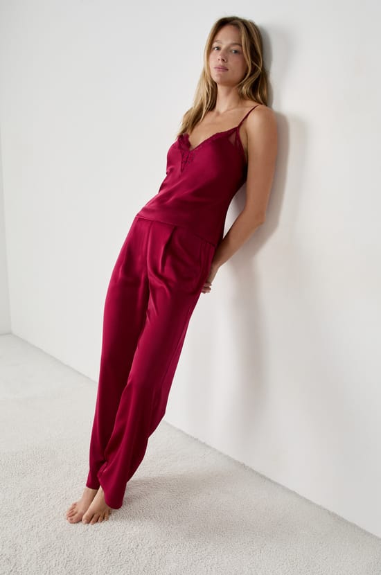 Pantalon de pyjama satiné;${refinementColor}