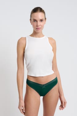 V-shape Tanga in Microfiber and Lace;${refinementColor}