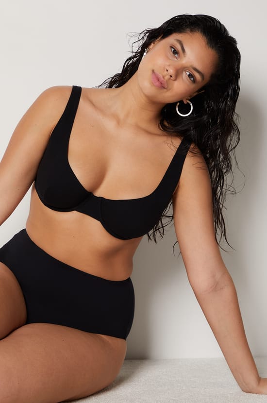High Waist Bikini Bottom;${refinementColor}