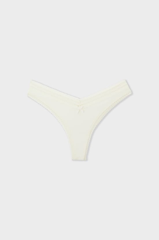 V-shape Microfibre and Lace Thong;${refinementColor}