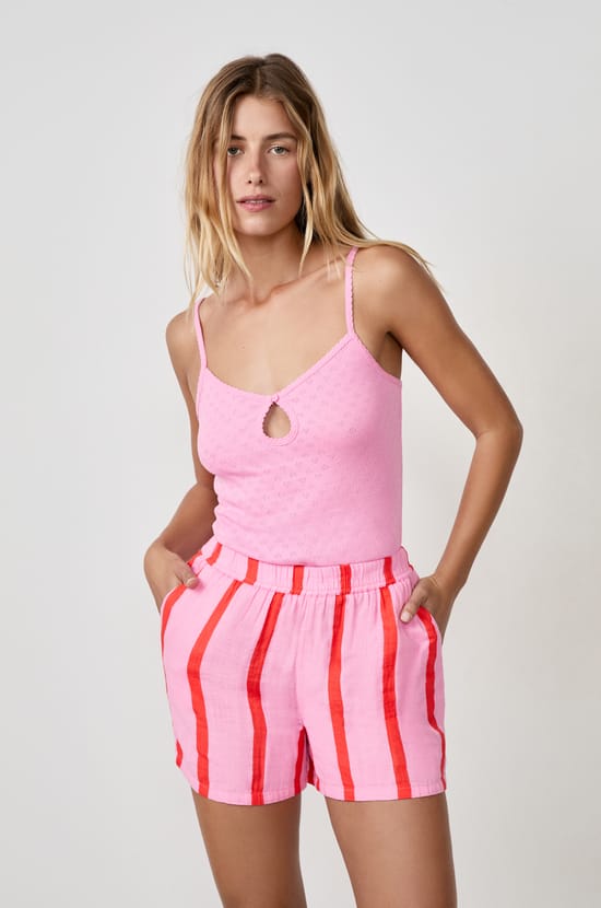 Cotton striped pyjama shorts;${refinementColor}