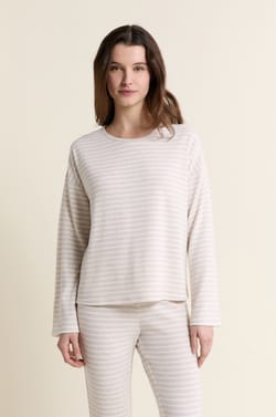 Pyjama sweatshirt met strepen;${refinementColor}