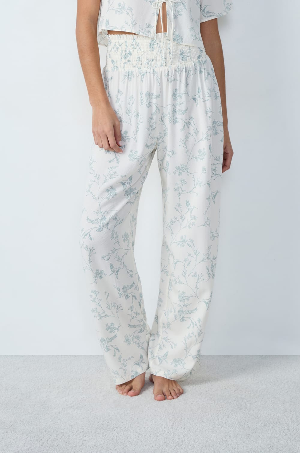Pajama Pants With Floral Pattern;${refinementColor}
