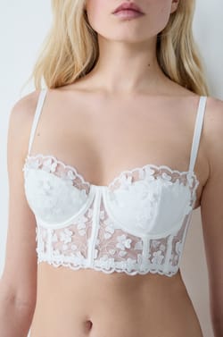 Floral Emboidery Balconette Bustier;${refinementColor}