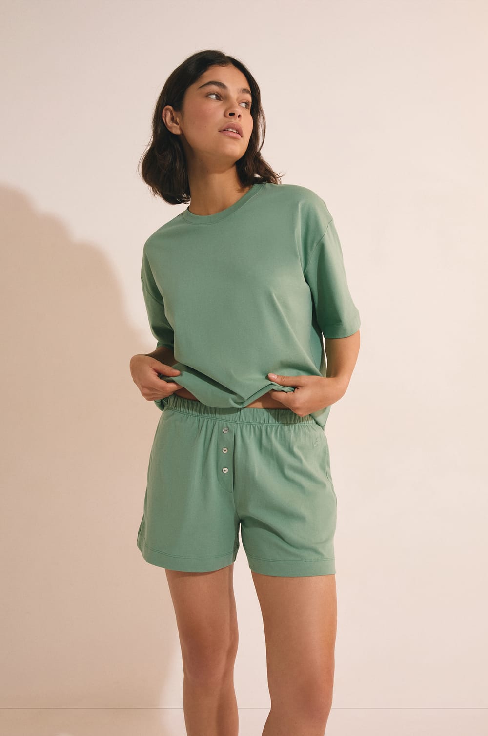 T-shirt de pyjama manches courtes en coton;${refinementColor}