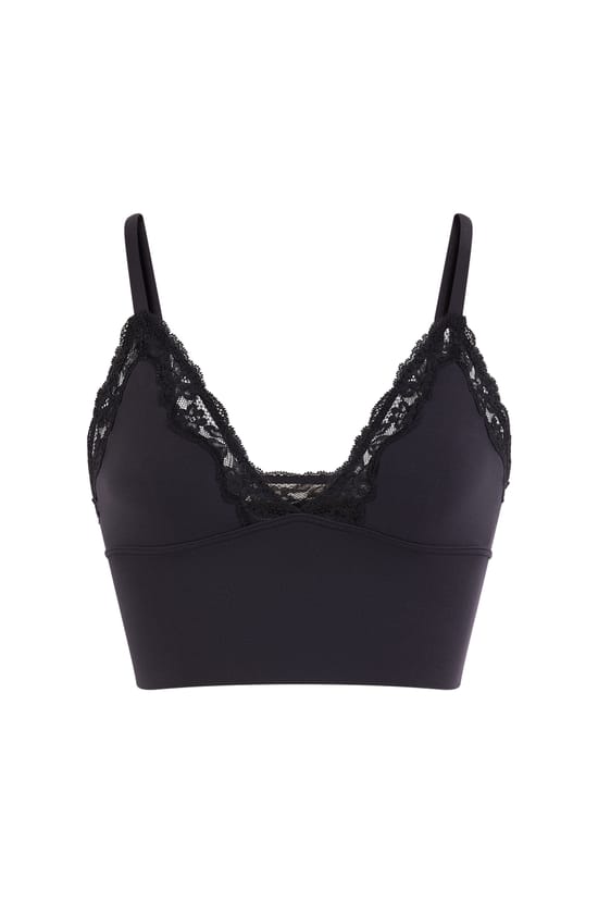 Sujetador triangular de microfibra y encaje;${refinementColor}