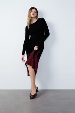 Long Ribbed Dress;${refinementColor}