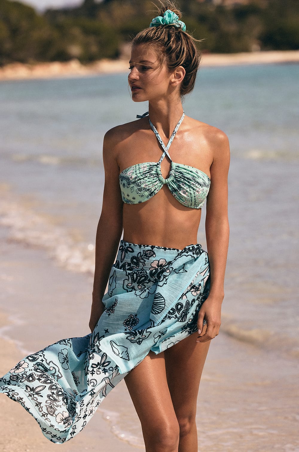 Printed cotton pareo;${refinementColor}