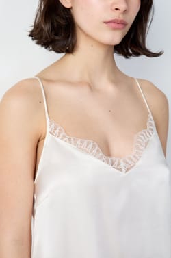 Silk Camisole with Lace Details;${refinementColor}