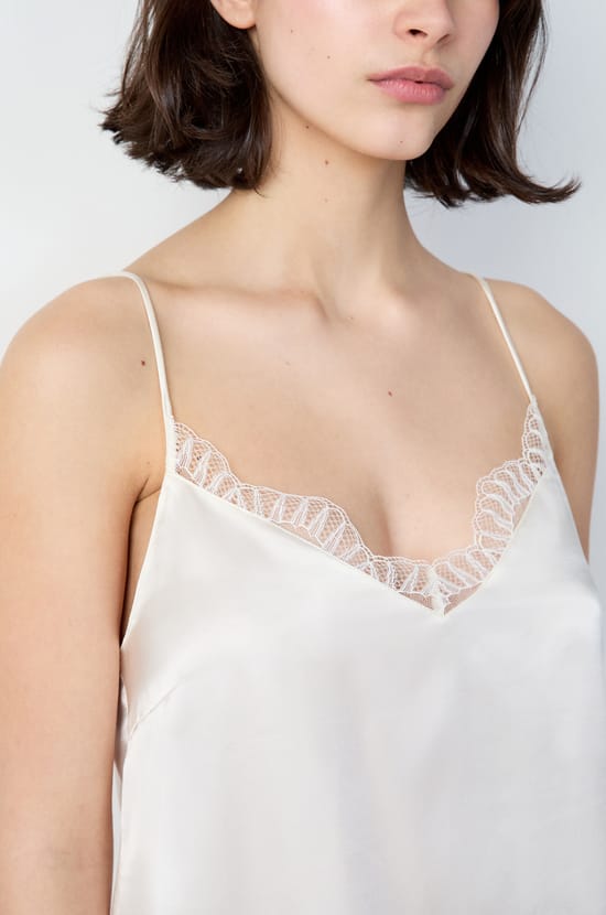 Silk Camisole with Lace Details;${refinementColor}