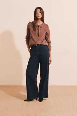 Chemise col claudine &agrave; carreaux;${refinementColor}