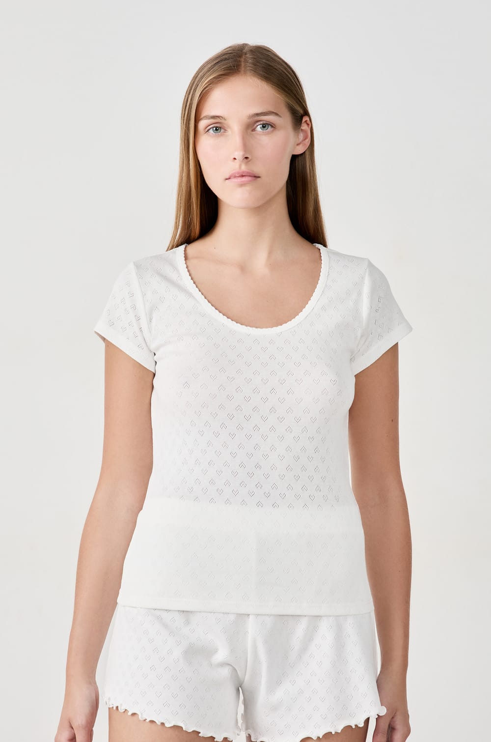 Kurzarm-Pyjama-T-Shirt aus Baumwolle;${refinementColor}