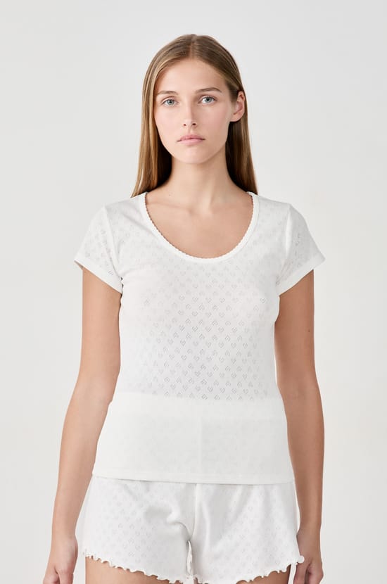 Short-sleeved cotton pyjama T-shirt;${refinementColor}