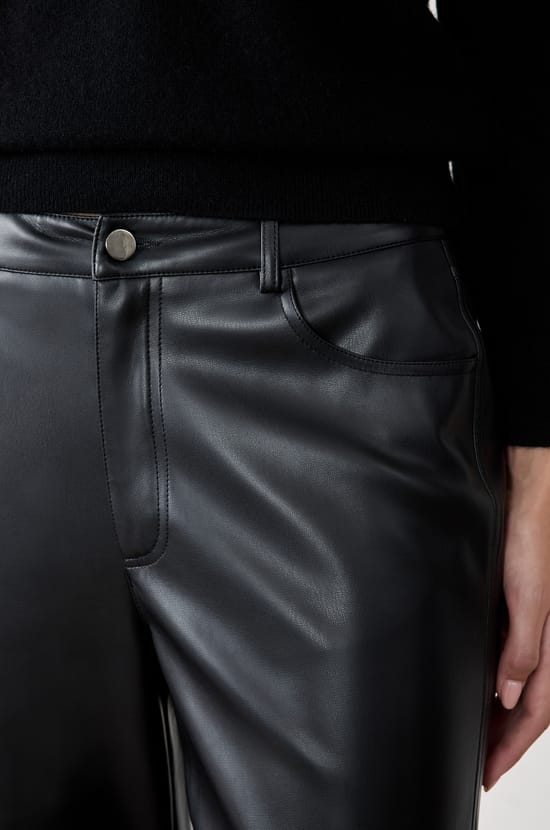 Wide-Leg Faux Leather Trousers;${refinementColor}