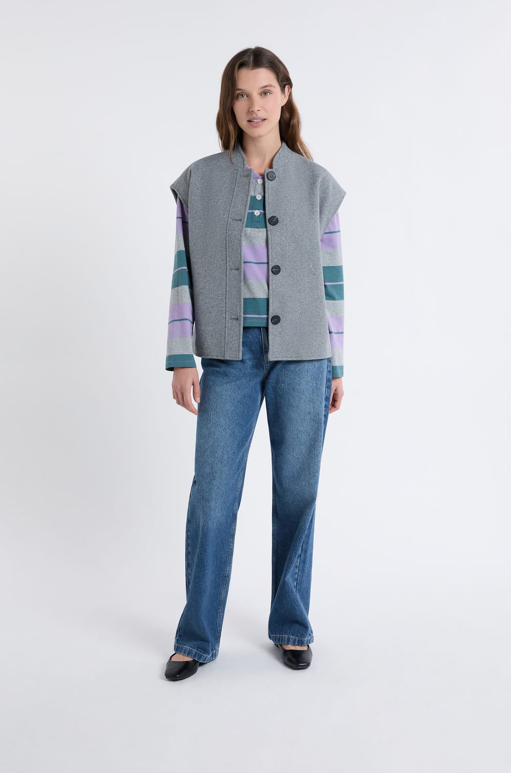 Sleeveless Jacket with Wool;${refinementColor}